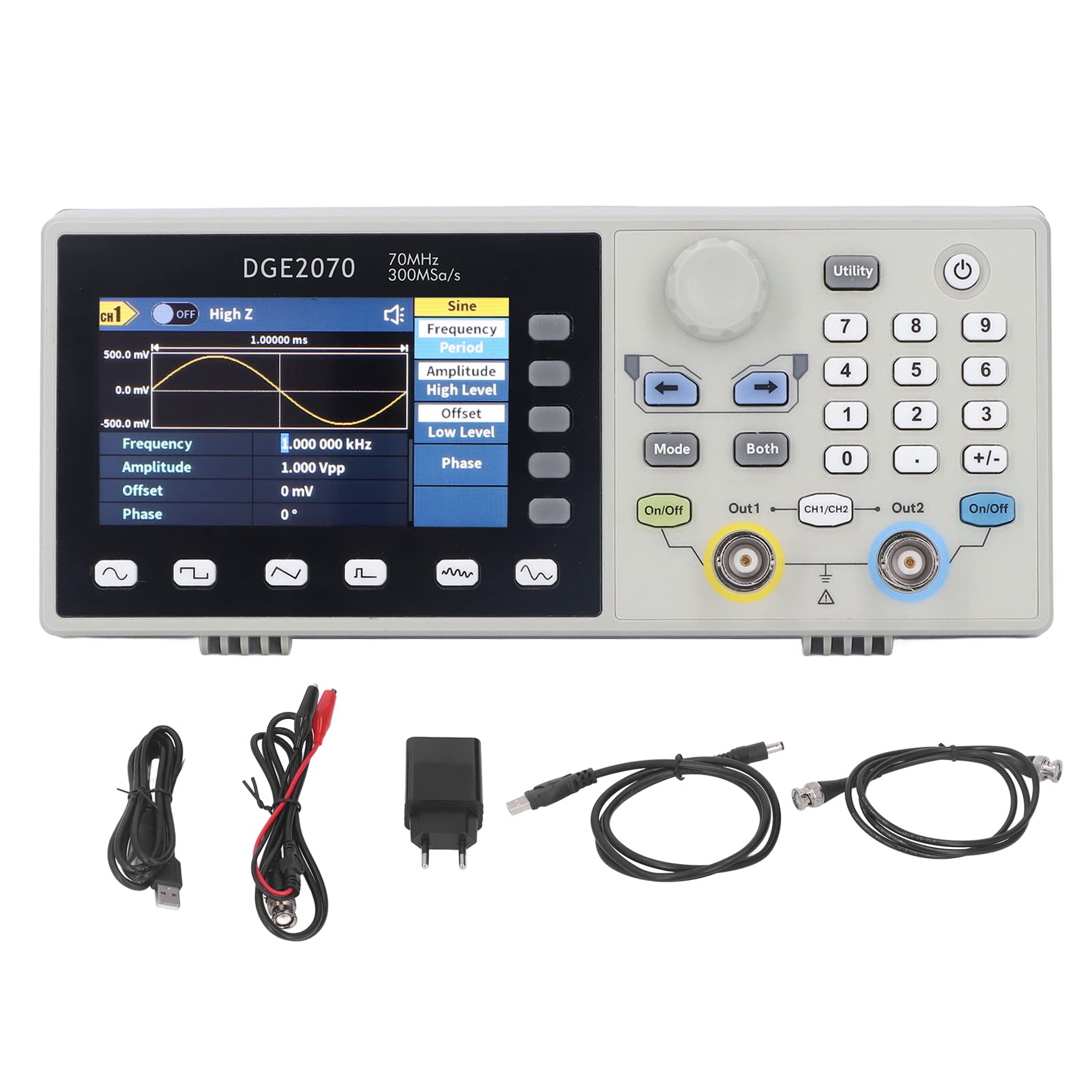 Generador de Forma de Onda, Generador de Funciones ABS de 2 Canales Rendimiento Confiable AC100‑240V para Transmisión para Laboratorio (Enchufe de la UE)