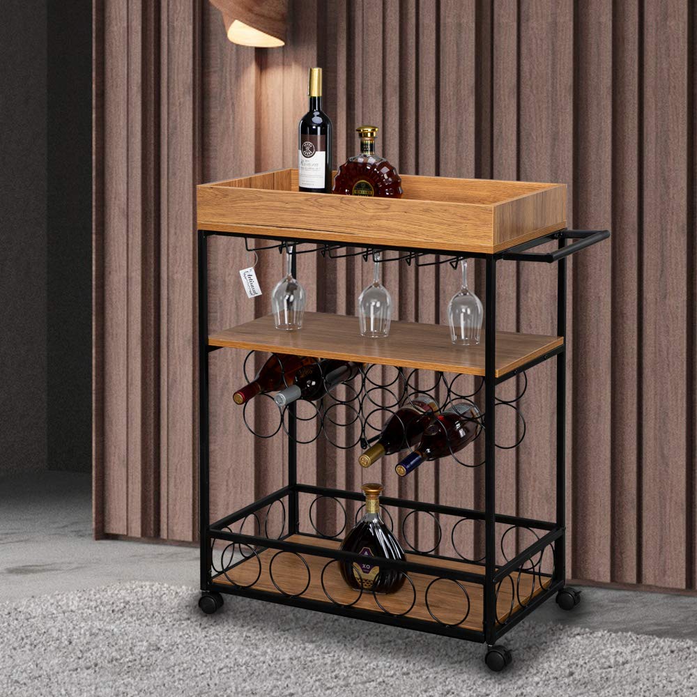 Buy VINGLI 3Tier Storage Shelf Wine Rack Table, Bar Serving Cart