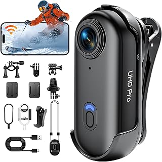 Action Cam Mini, 1080P HD Bodycam WiFi Mit Wasserdichter Hülle, 150° Weitwinkelobjektiv Actionkameras 360,Daumengroßes Design Unterstützt Social-Media-Sharing Für Tauchen/Radfahren