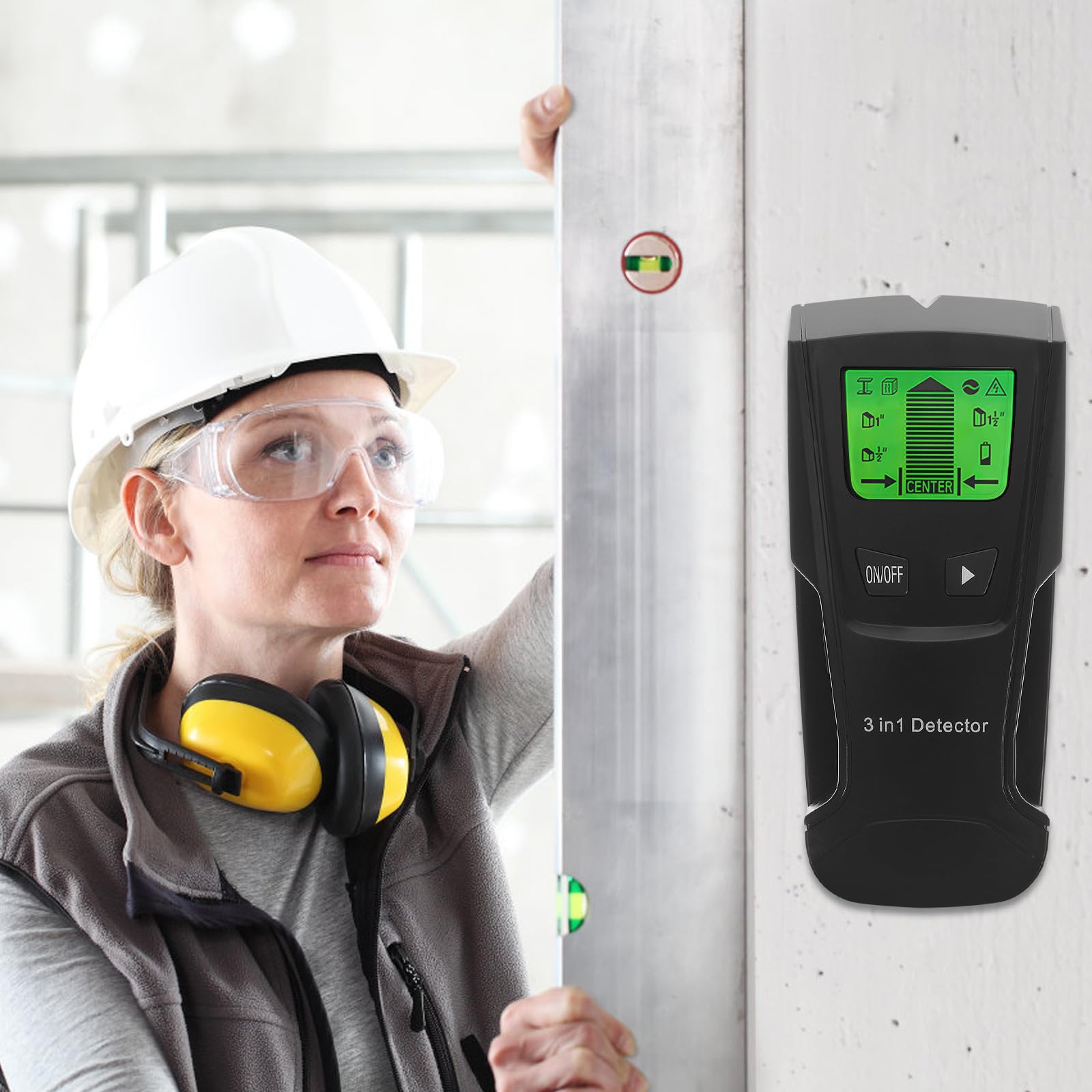 Hohopeti Détecteur Mural Multifonction Écran Lcd, Capteur Précis pour Bois et Métal, Poignée Ergonomique Encastrée Robuste, pour Installation Tv et Meubles