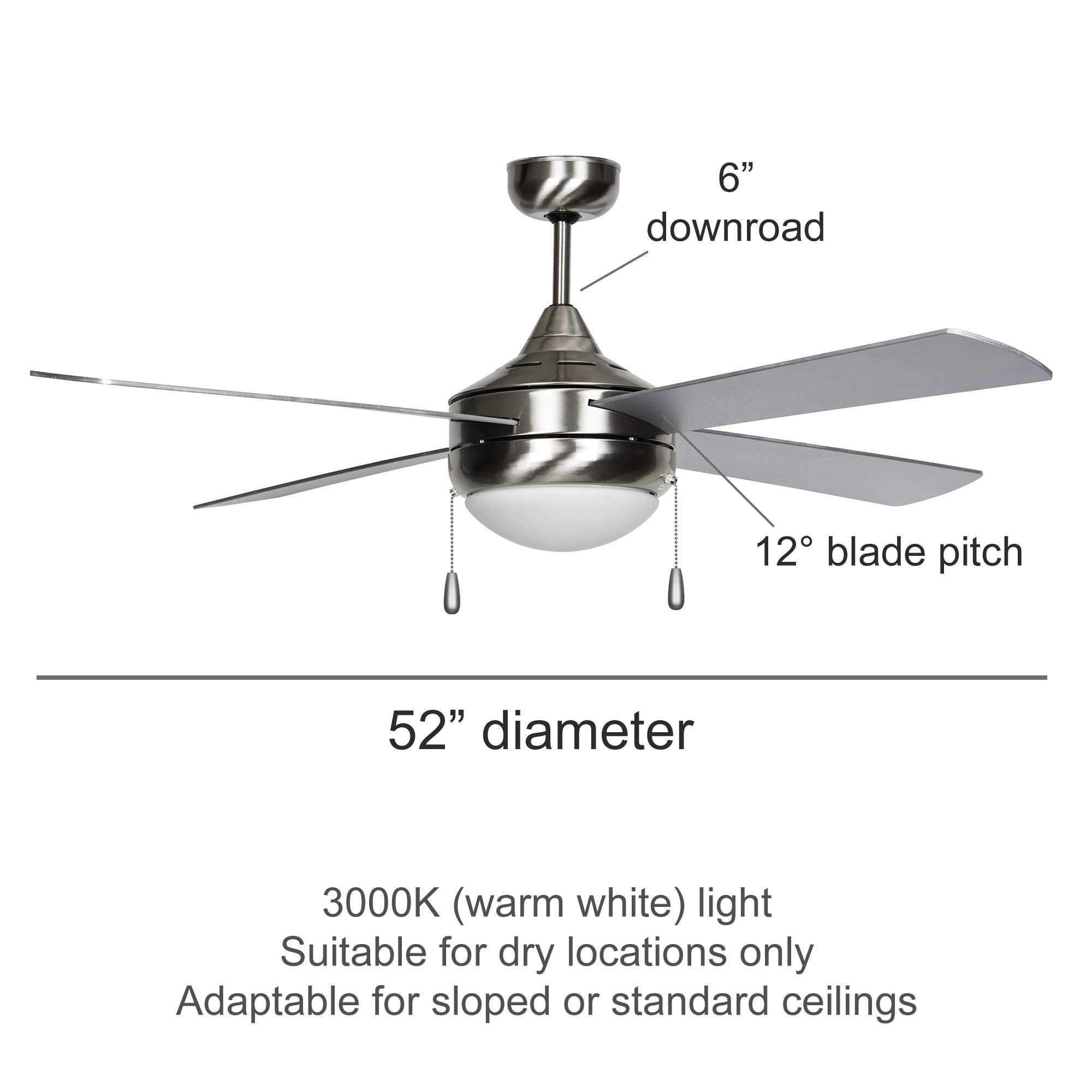 Concord Fans 52CNT4EST-ES-LED Ceiling Fan, 52 inch