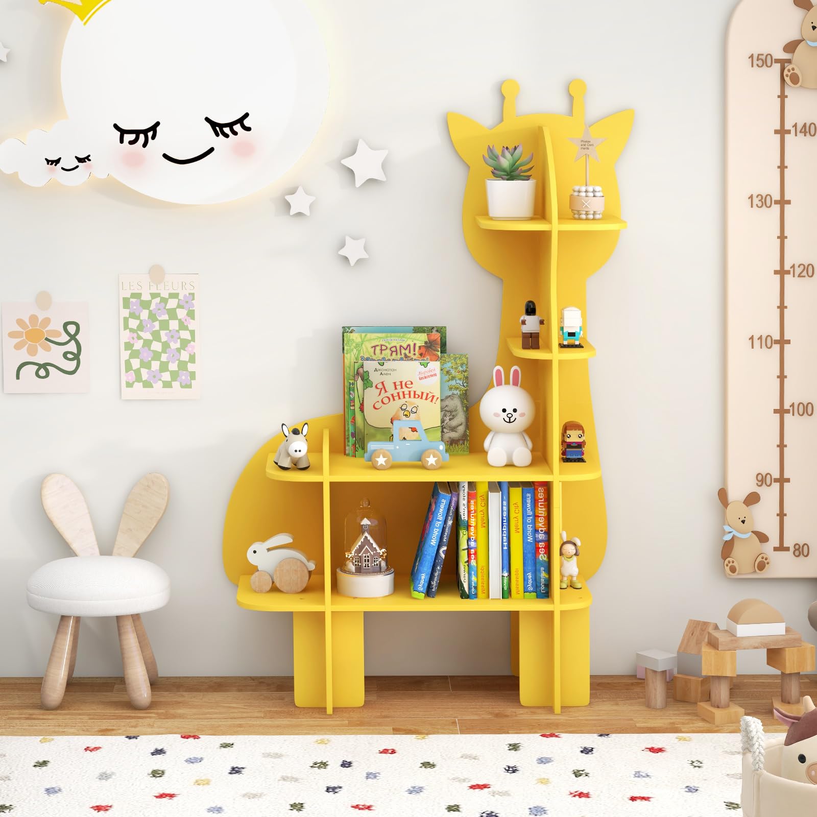 Libreria Per Bambini RELAX4LIFE Con Ruote - Scaffale A 2 Ripiani In Legno, Design Ad Albero