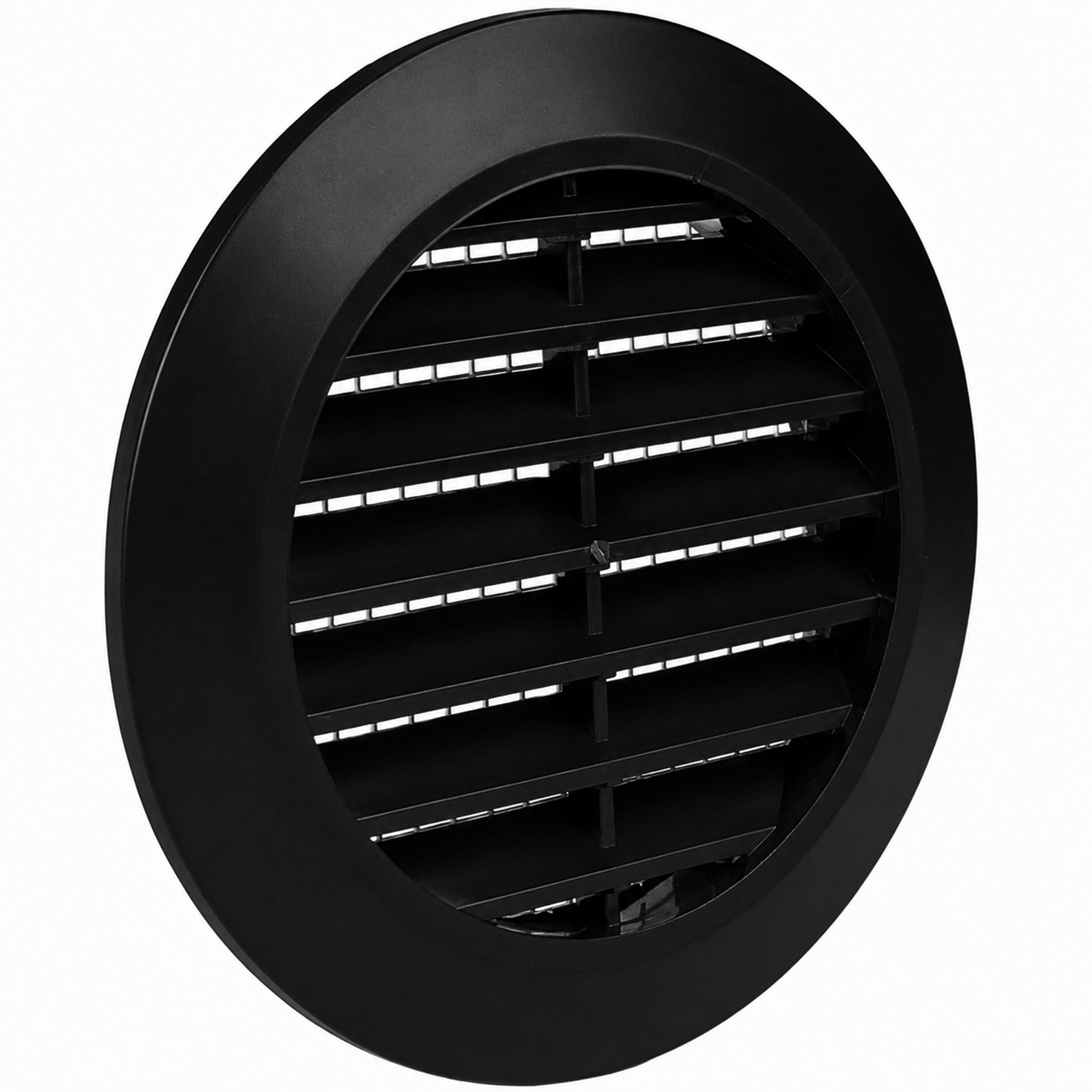 ECOPRO VENT Black 60mm Vent Cover, Plastic Air Vent Covers for Walls and Ceiling, Round Lightweight Tumble Dryer Vent Cover w/Nylon Mesh Screen and One-Way Louvres, Indoor Furniture Use