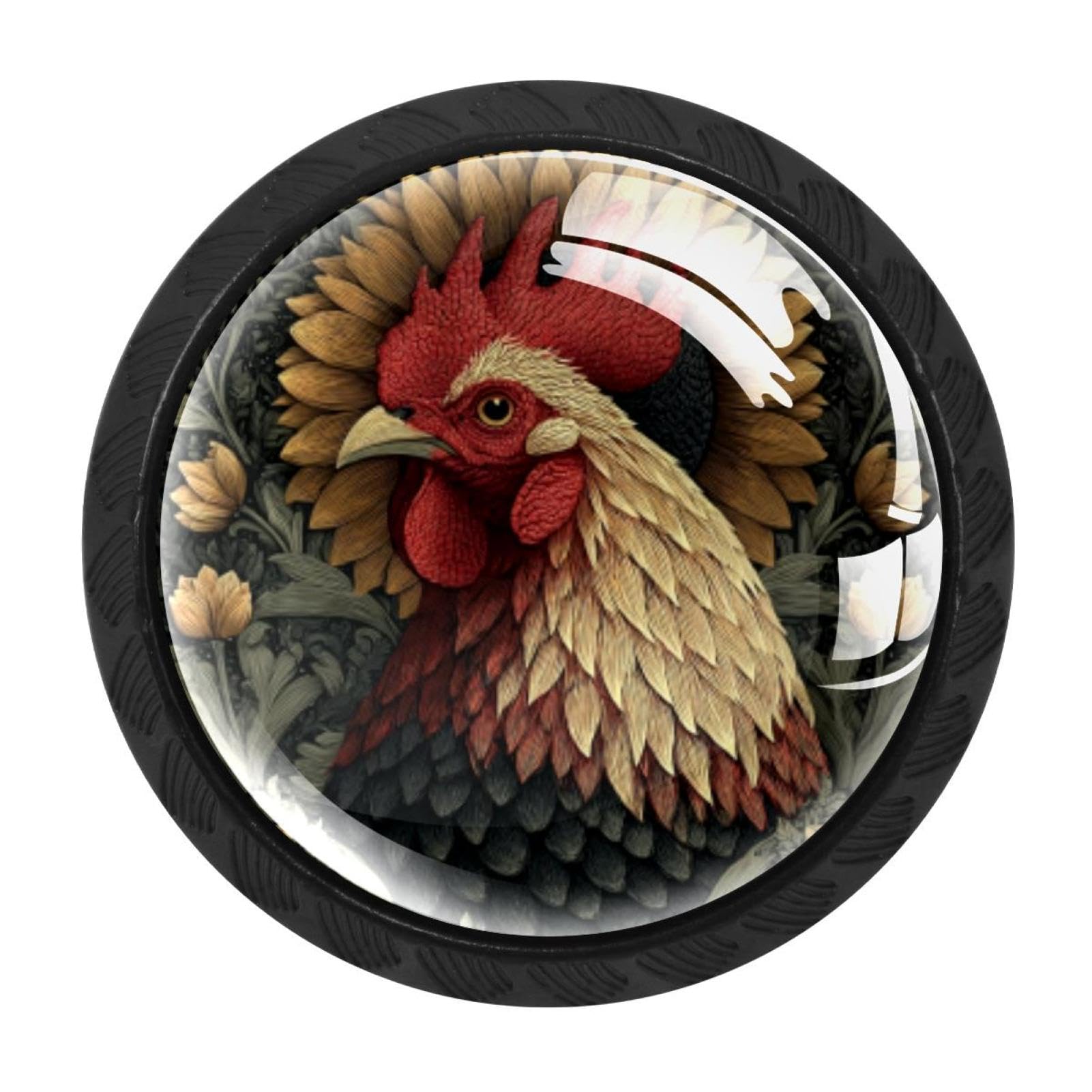 CHENZZZZ 4 Pieces Kitchen Cabinet Knobs Sunflower Rooster (1) Drawer Knobs Dresser Knobs Drawer Pulls Door Knobs Dresser Drawer Handles Knobs for Dresser Drawers