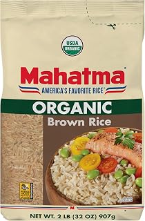 Mahatma Organic Brown Rice 2lb Bag - USDA Certified Organic, Non-GMO Gluten-Free, Nutty Flavor Cooks in 20 Min Microwave