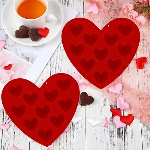 Miniatura 4 de EBK - Molde de silicona para el día de San Valentín, moldes en forma de corazón, sartén antiadherente para hornear, 10 cavidades, bandeja de fácil