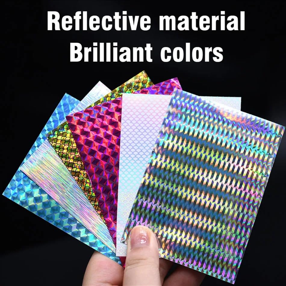 Juego de 4 pegatinas holográficas reflectantes para señuelos miniatura 4