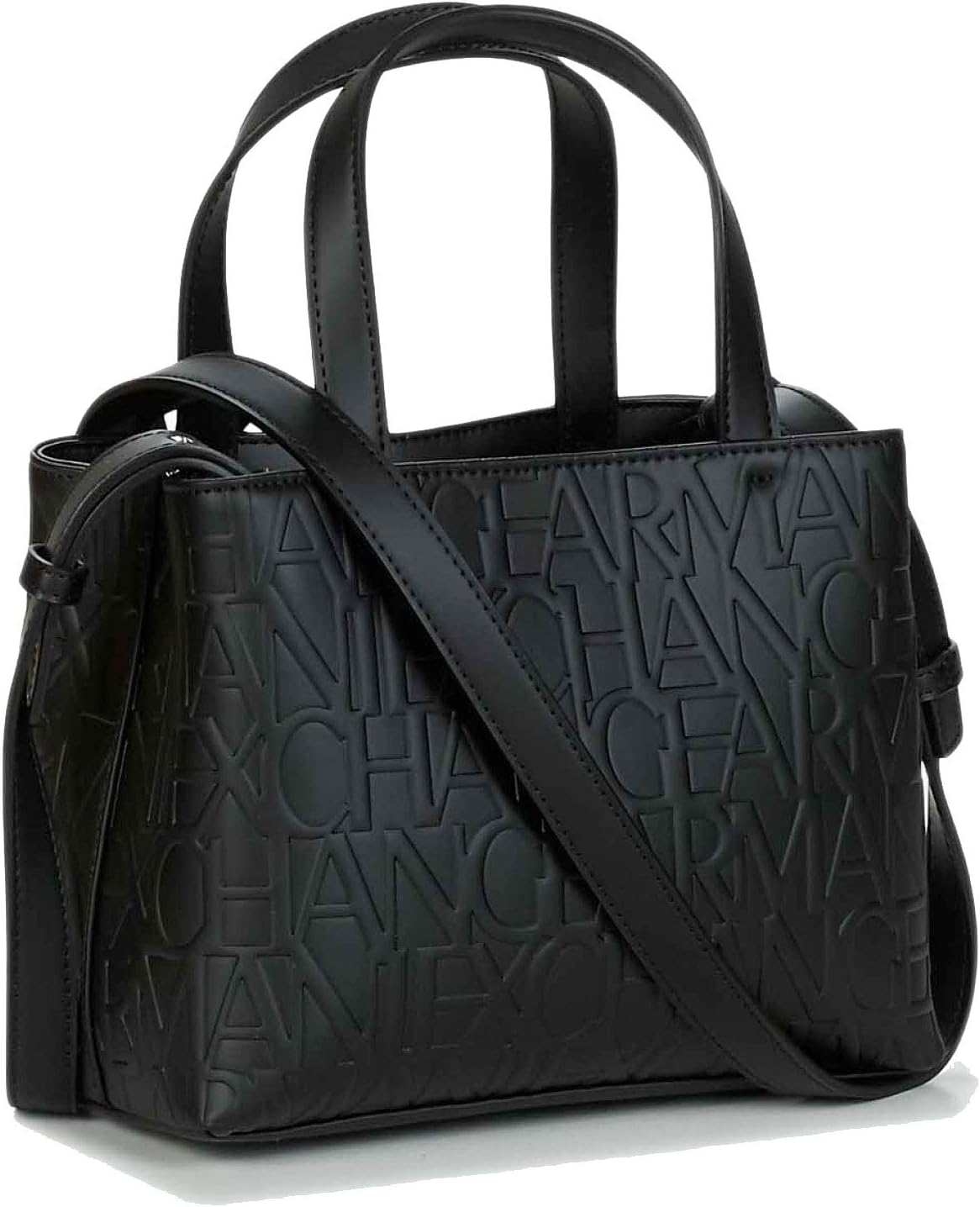 Small Logo All Over Debossed Open Shopping Bag, Neroblack, One Size