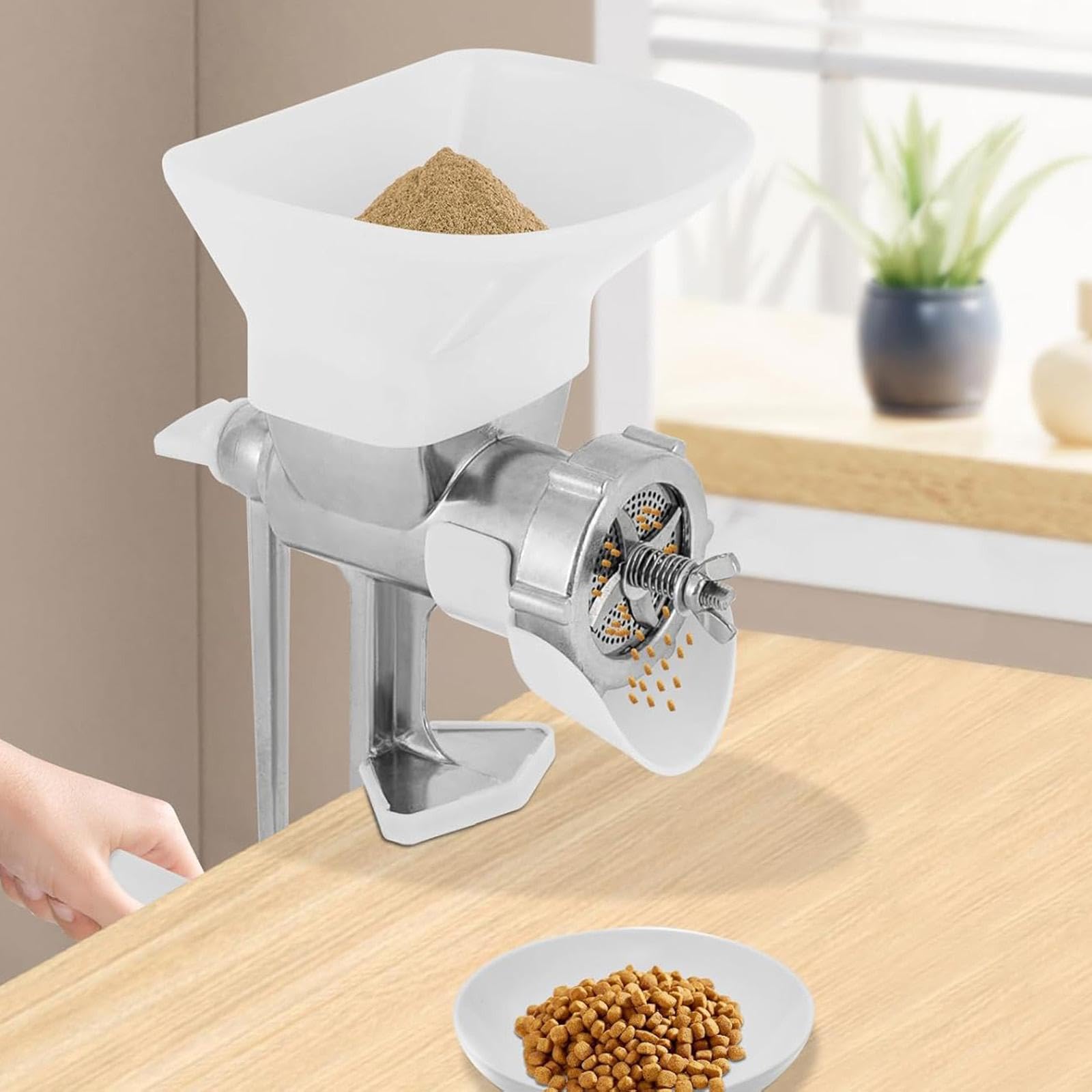 Manuelle Pelletpresse für Tierfutter und Angelköder, Kurbelgriff, ergonomisch, mit 1,5 mm, 2,5 mm und 3 mm Form für Hunde und Papageien