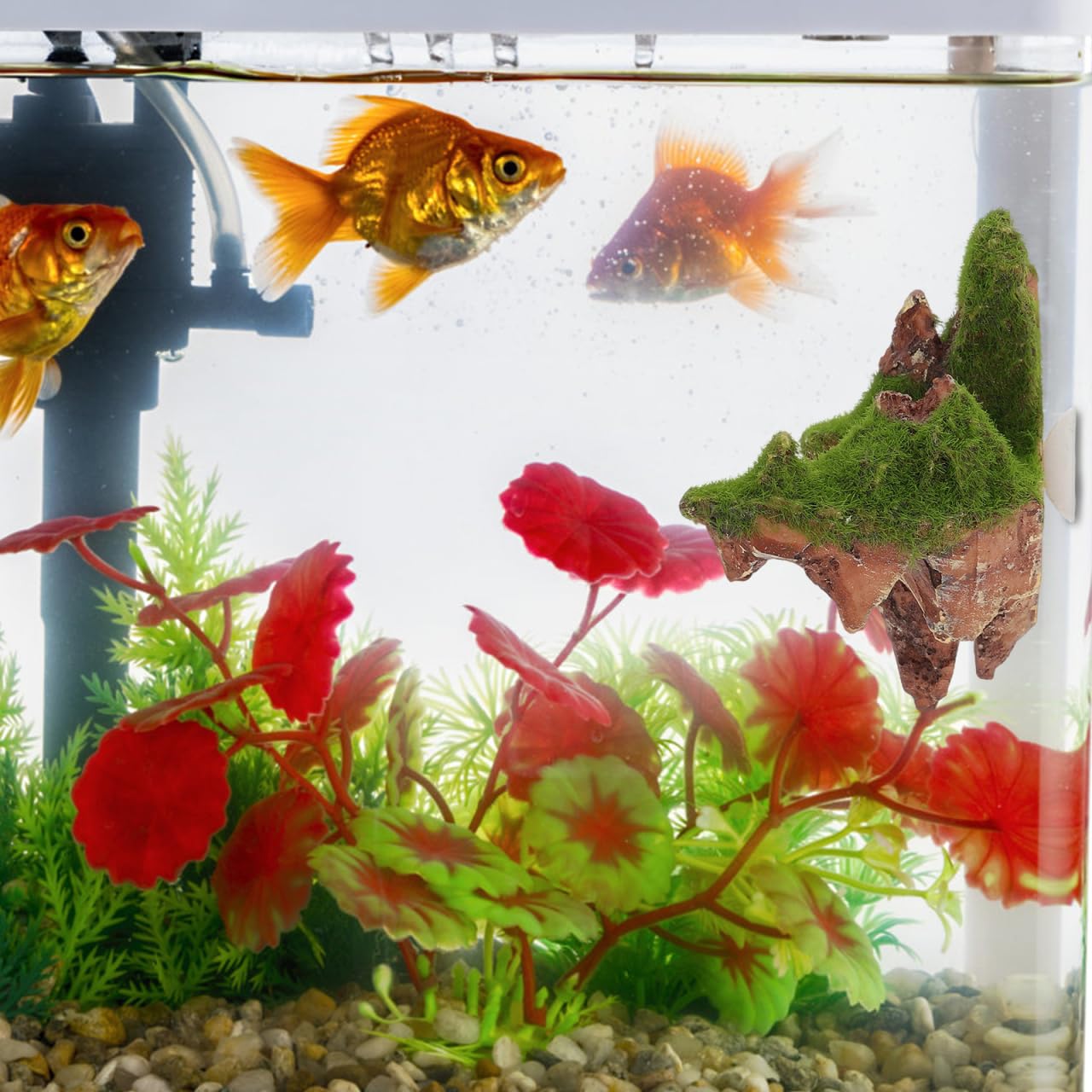 Yardwe Lot de 2 rochers flottants pour aquarium avec ventouse - Légère - Pour aménagement paysager d'aquarium, installation facile pour habitat stressant