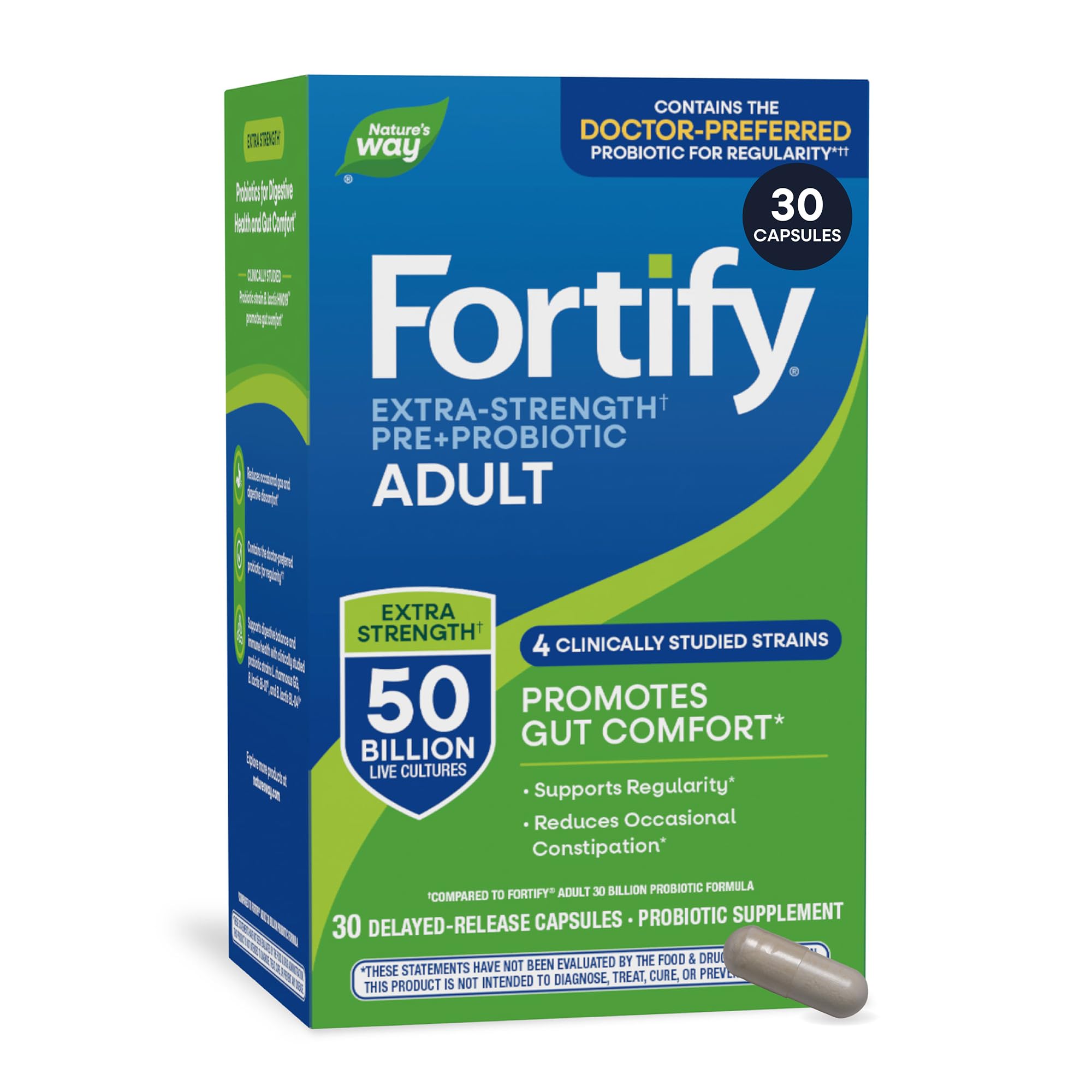 Nature's Way Fortify Adult Extra-Strength(1) Probiotic, 50 Billion, 30 ct 30 Count (Pack of 1) 30 Count