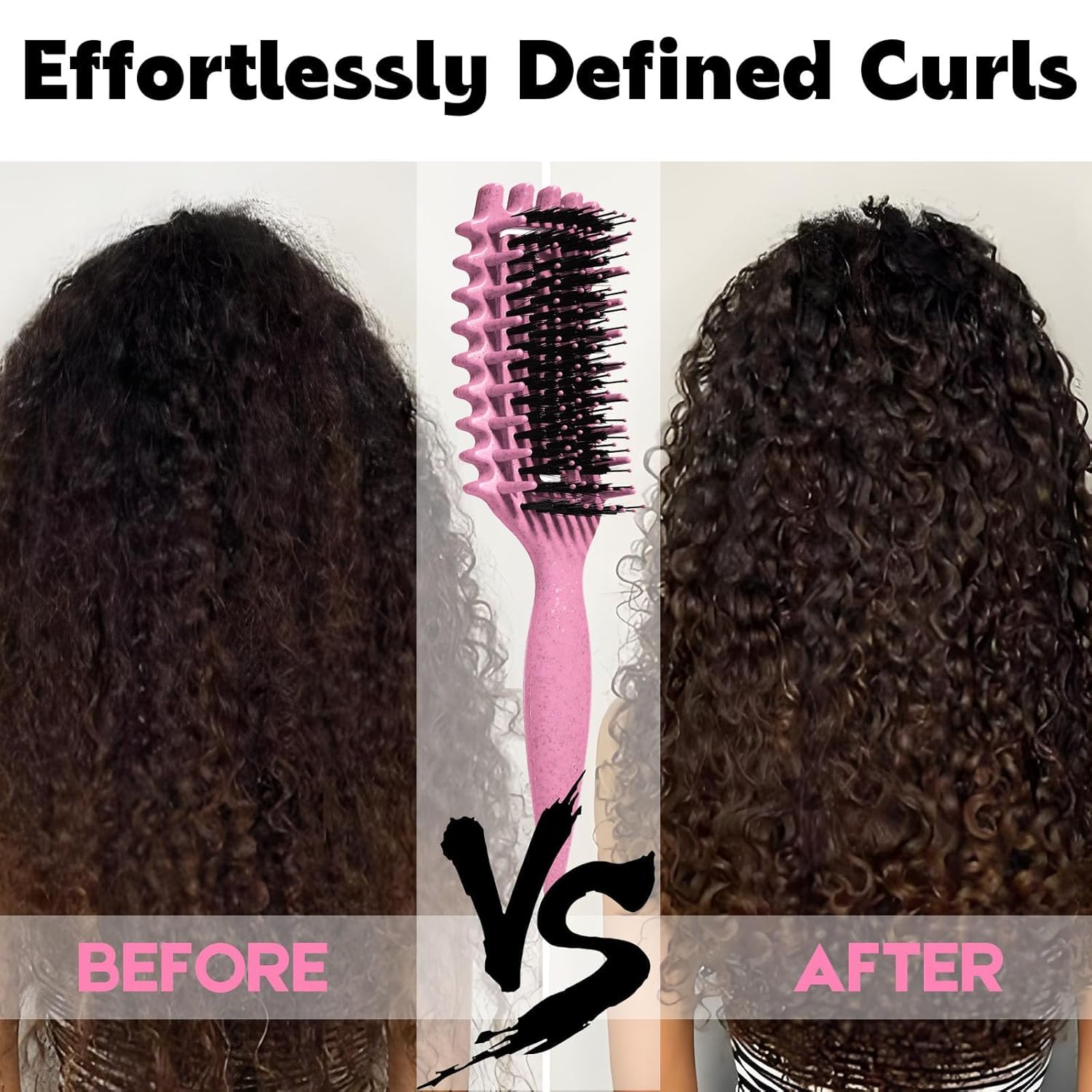 Candybrush - Spazzola per capelli ricci, per districare, modellare e definire i ricci, per donne, uomini, capelli bagnati e asciutti (rosa)