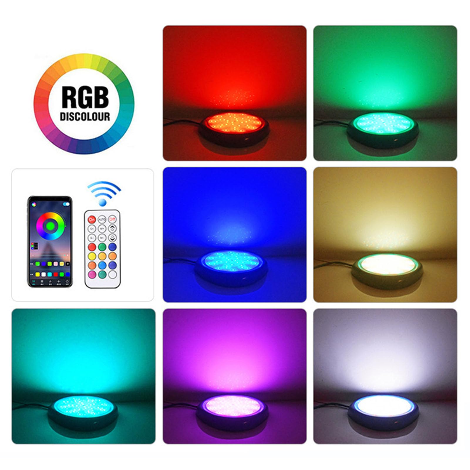 Asixxsix LED-Poolleuchte, Mehrfarbige LED-Pool-Einbauleuchte, IP68 Wasserdichte Unterwasser-Pool-Glühbirne mit APP-Steuerung und Fernbedienung, 26 Fuß Langes Kabel, Schwimmbadleuchte