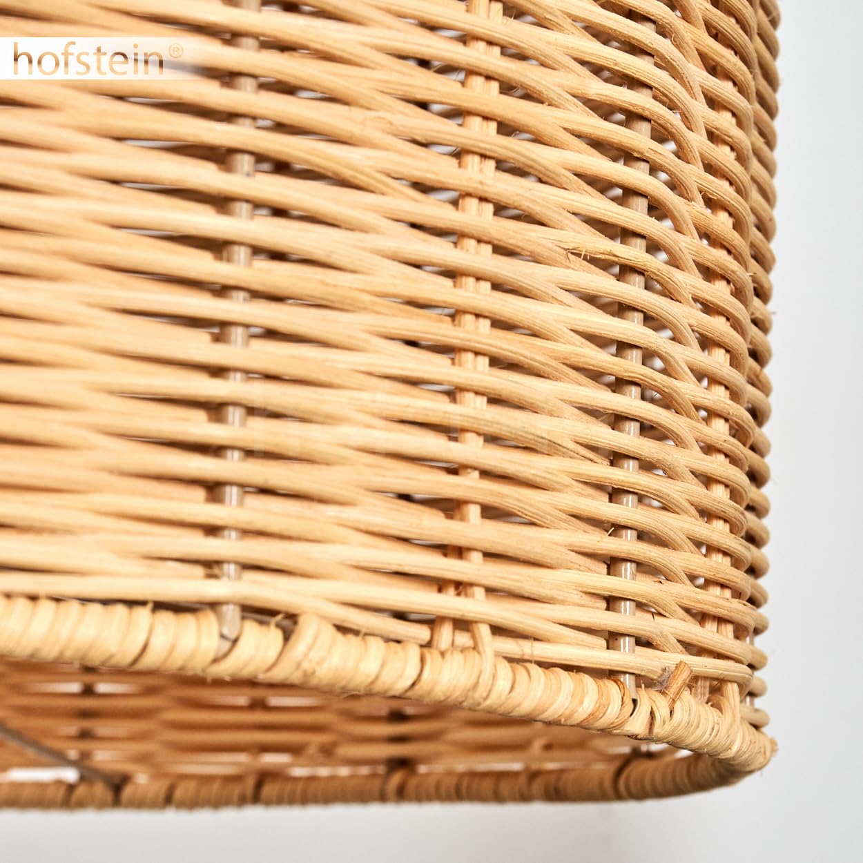 Stehleuchte Cavaca, Stehlampe aus Holz/Korbgeflecht/Rattan in Naturfarben, Leuchte im skandinavischen Design mit rundem Schirm (Ø 40 cm) u. Fußschalter, Höhe 154 cm, 1 x E27, ohne Leuchtmittel