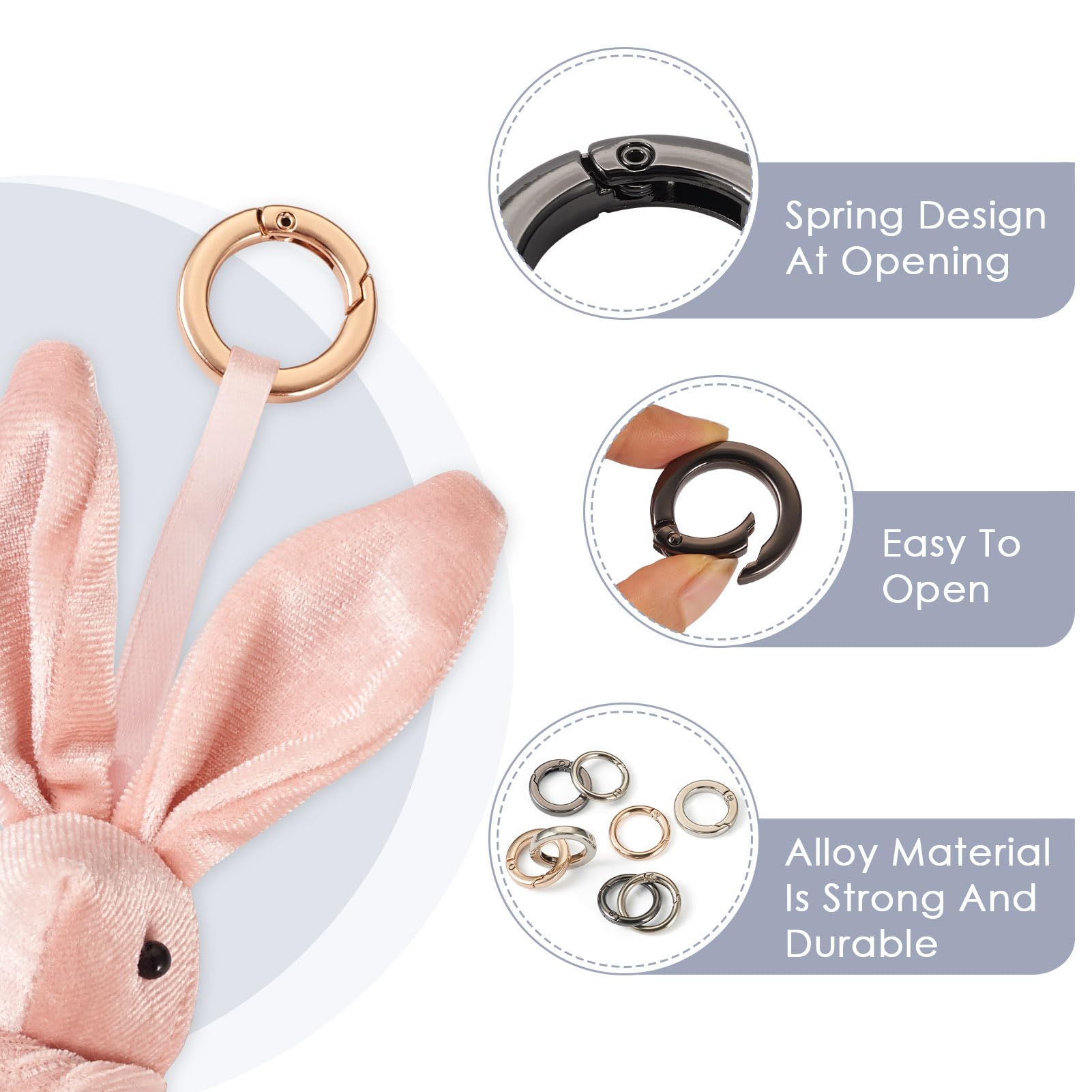 34 Moschettoni Girevoli Multicolore - Per Artigianato E Portachiavi - Foto 7