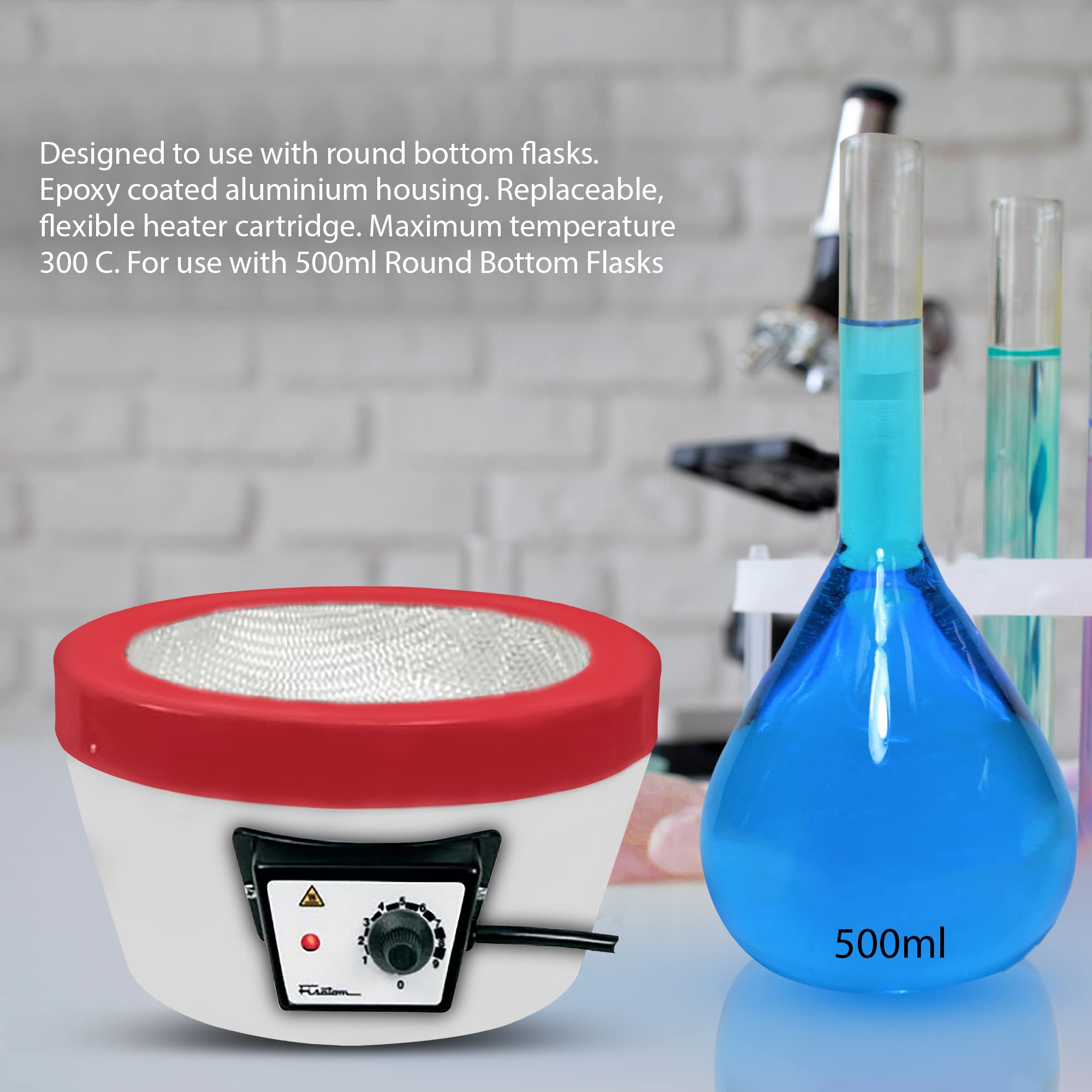Manto calefactor Fisatom, 125 ml, 250 ml, 500 ml, 1000 ml (500 ml).