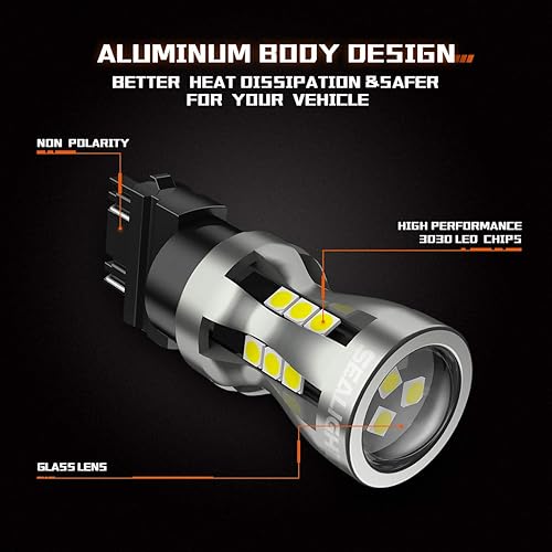 Miniatura 7 de SEALIGHT Bombilla LED para luz de marcha atrás, bombilla 3157 LED color blanco, 6000K 3000Lm súper brillante, luz de freno y estacionamiento