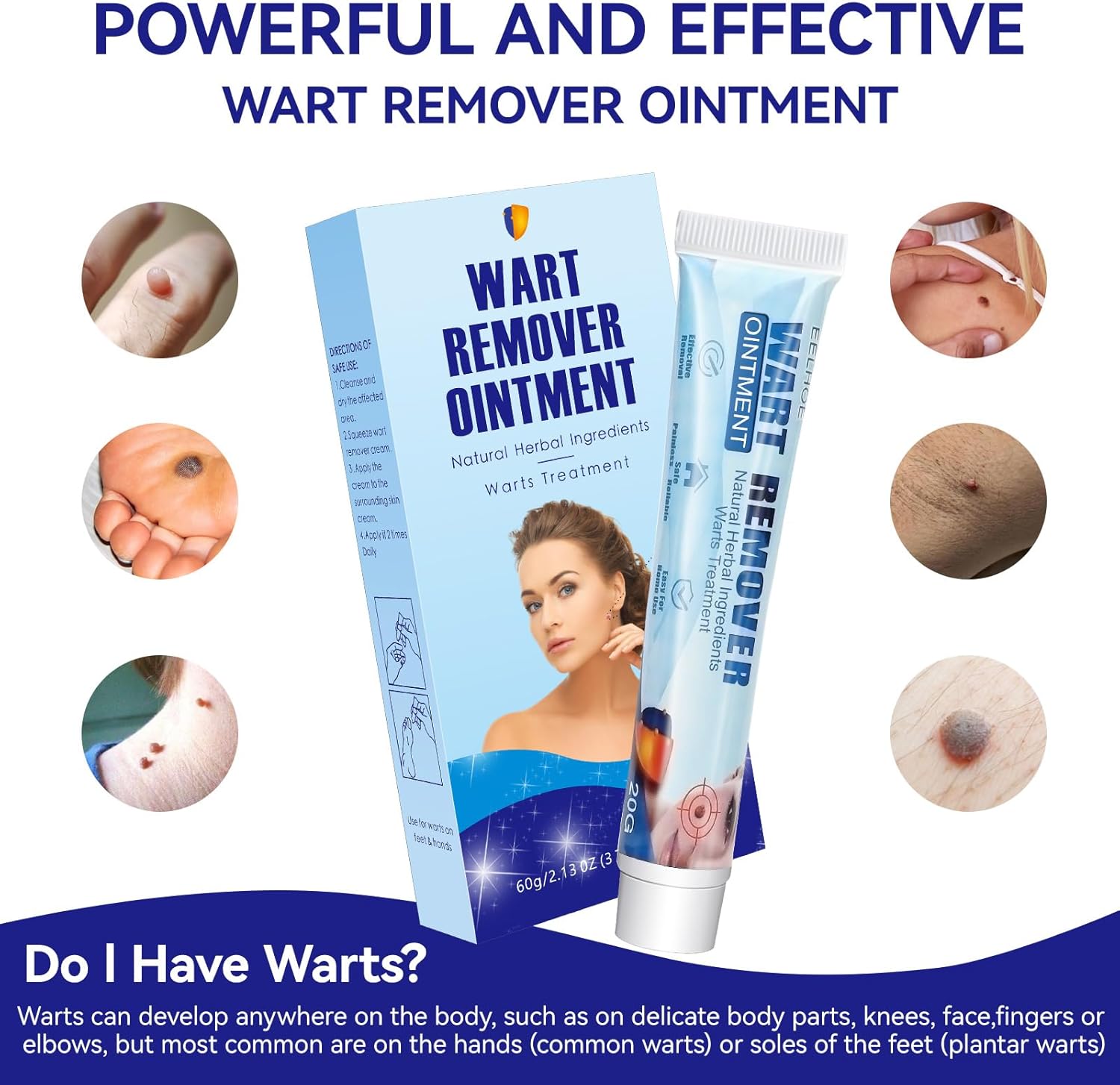 Genital Warts Remover Cream, Fast-Acting Wart Ointment with Maximum Strength for Home Use, Safe and Effective（3 Tubes)