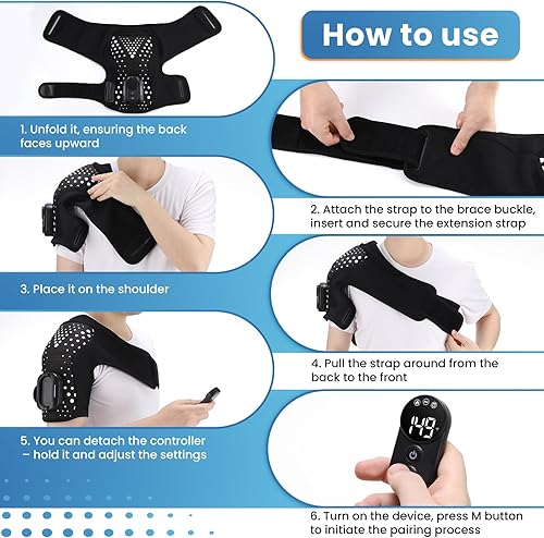 Miniatura 6 de YUANBO Almohadilla térmica de hombro, masajeador de hombro para aliviar el dolor de tejido profundo, envoltura de hombro calentada y soporte con