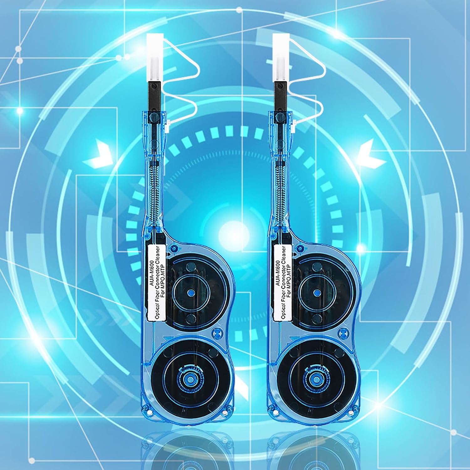 2 Packs Fiber Optic Cleaner Pen for MTP MPO Connector Fiber Optic Cleaning Tool Cleaner, up to 600 Cleans, Blue