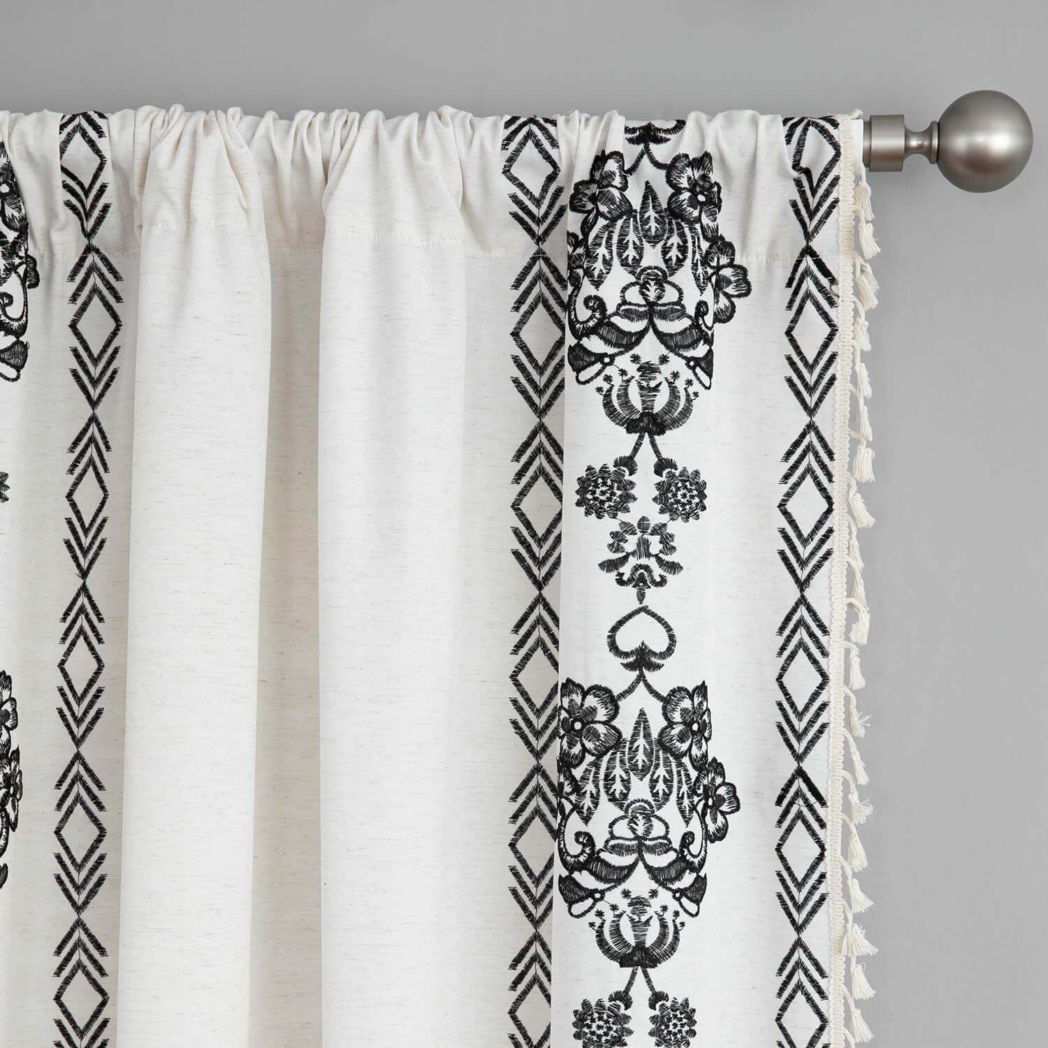 VOGOL Bedroom Curtains 63 Inches Long, Bohemian Style View Reducing Drapes for Living Room, Rod Pocket Light Filtering Window Panels for Office, 1 Piece