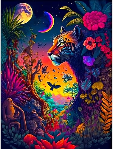 Mowana Kits de arte de diamantes para adultos, pintura de diamante de tigre, kit completo de pintura de diamante 5D para adultos para regalo y