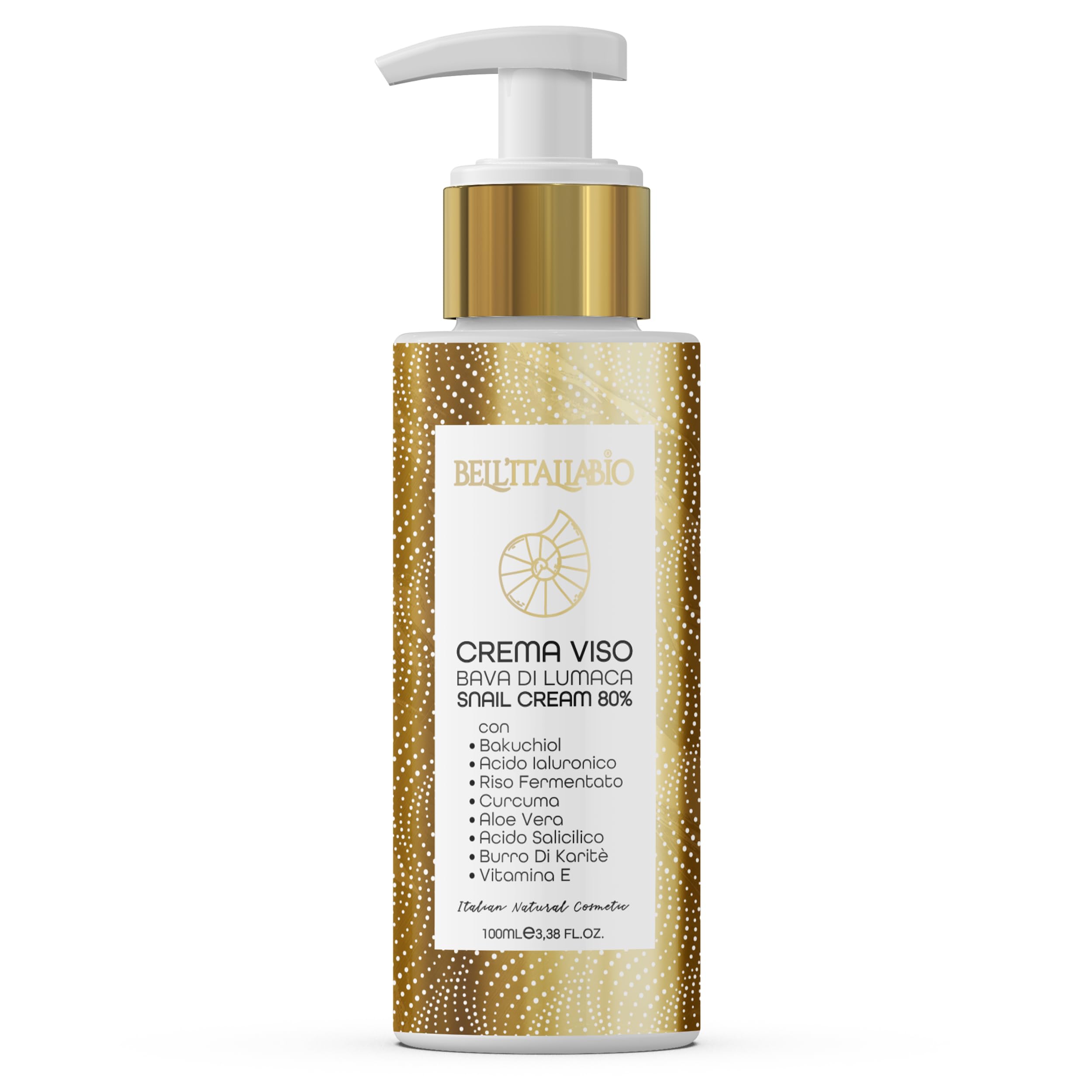 Crema Bava di Lumaca Viso 100ml Idrata Senza Ungere, Origine Naturale Crema Viso Antirughe Rigenerante Illuminante Trattamento Anti-​Età con Bava di Lumaca 80% per Discromie Imperfezioni Made in Italy