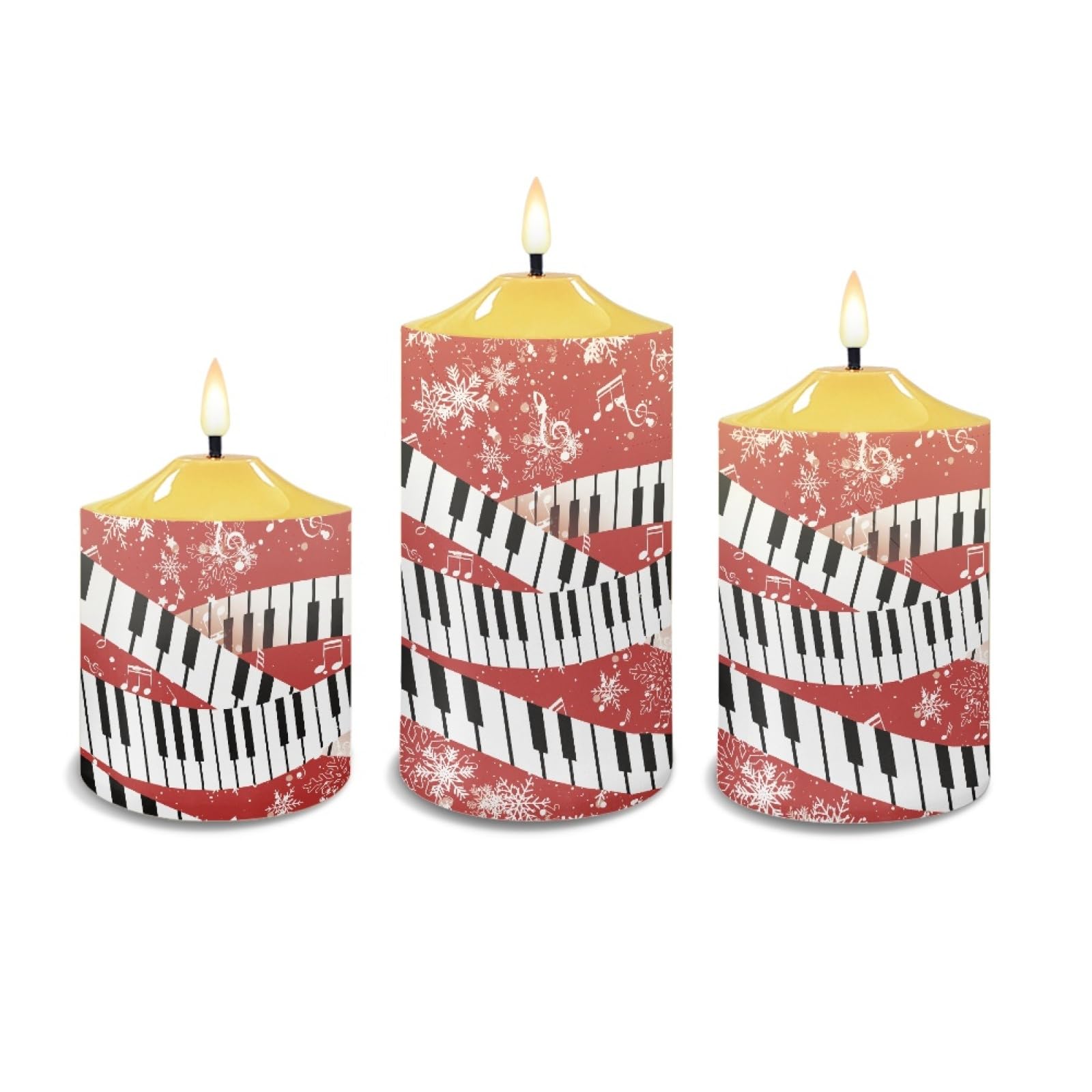 Pianoforte Musica Fiocco di Neve Stampa Led Candela con Telecomando Led Votive Tealight Candele Alla Moda Senza Fiamma Flickering Candela Home Decor