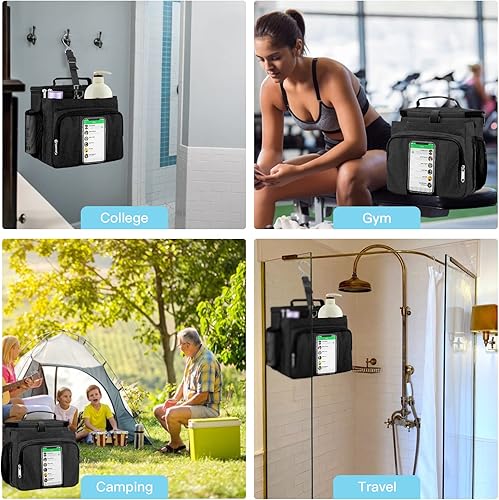 Miniatura 7 de Bukere Organizador de ducha portátil, bolsa de ducha para dormitorio universitario, viajes, bolsa de baño colgante para estudiantes, gimnasio,