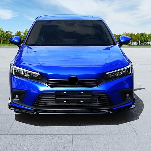 Vista 2 de FREEMOTOR802 Divisor de Labio de Parachoques Delantero Compatible con Honda Civic 11ª Generación Sedán Hatchback 2022-2024, PP Negro Brillante 3