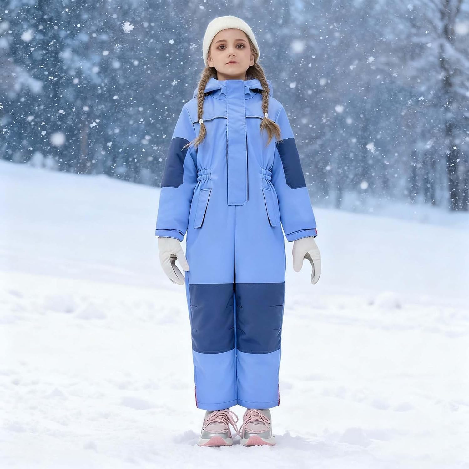 Snow Suit Hooded Waterproof and Windbreaker Warm One Piece Ski Suits Winter Outdoor Snowsuit Thicken Snow Outfits