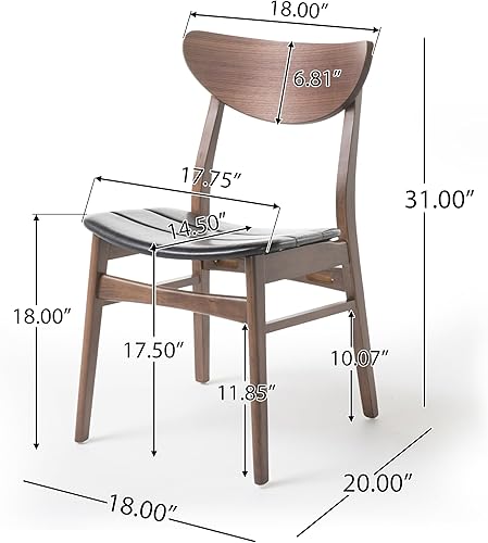Miniatura 2 de Christopher Knight Home Juego de 2 sillas de comedor de piel de anís  nogal, acabado marrón oscuro y nogal