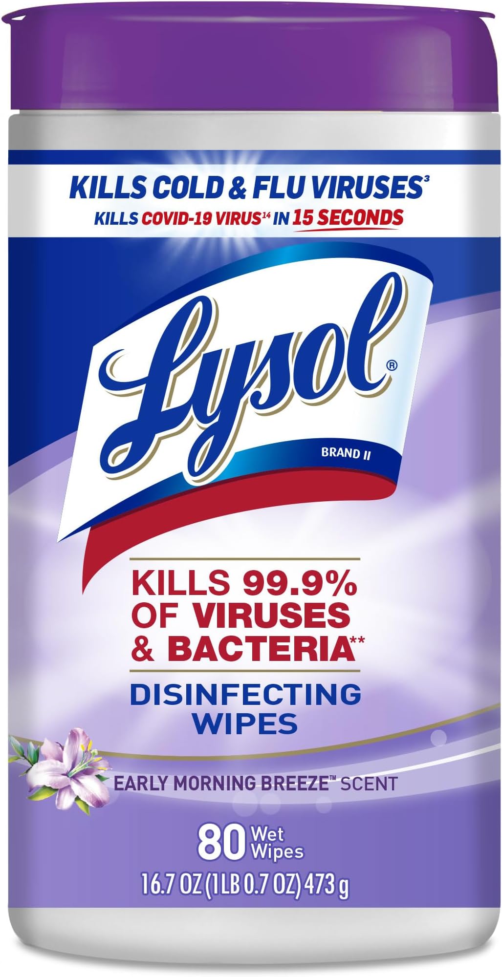Lysol Disinfecting Wipes, Early Morning Breeze, 80ct,Packaging May Vary