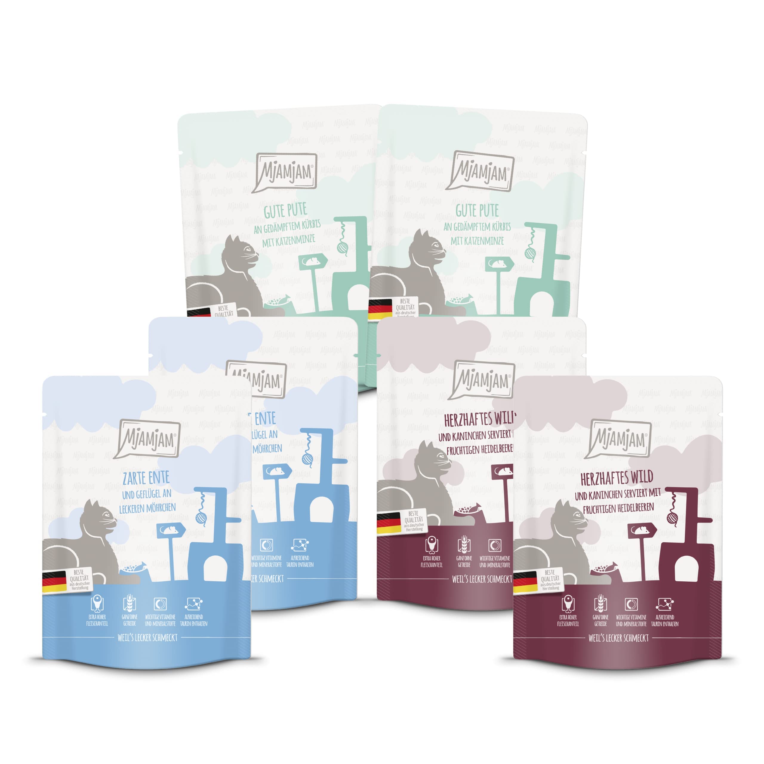 MjAMjAM Cibo Umido Gatti Premium - Mix Pasti Senza Cereali 6x300g