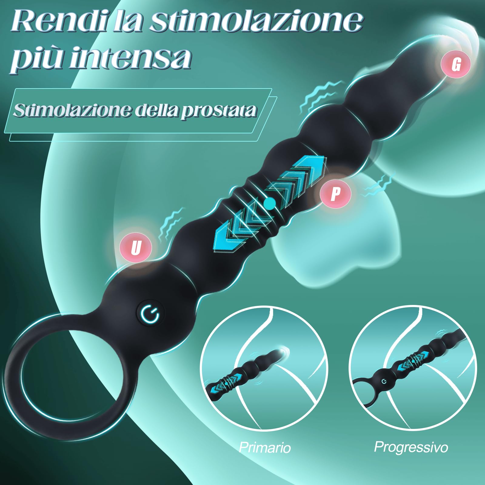 Vibratore Anale a Perline Prostata Vibratore Dilatatore Ano per Uomo Massaggiatore Prostatico Plug Anale Dilatatore Donna Stimolatore Punto G Vibratori Anal Plug Sex Toys Sessuali per Uomini