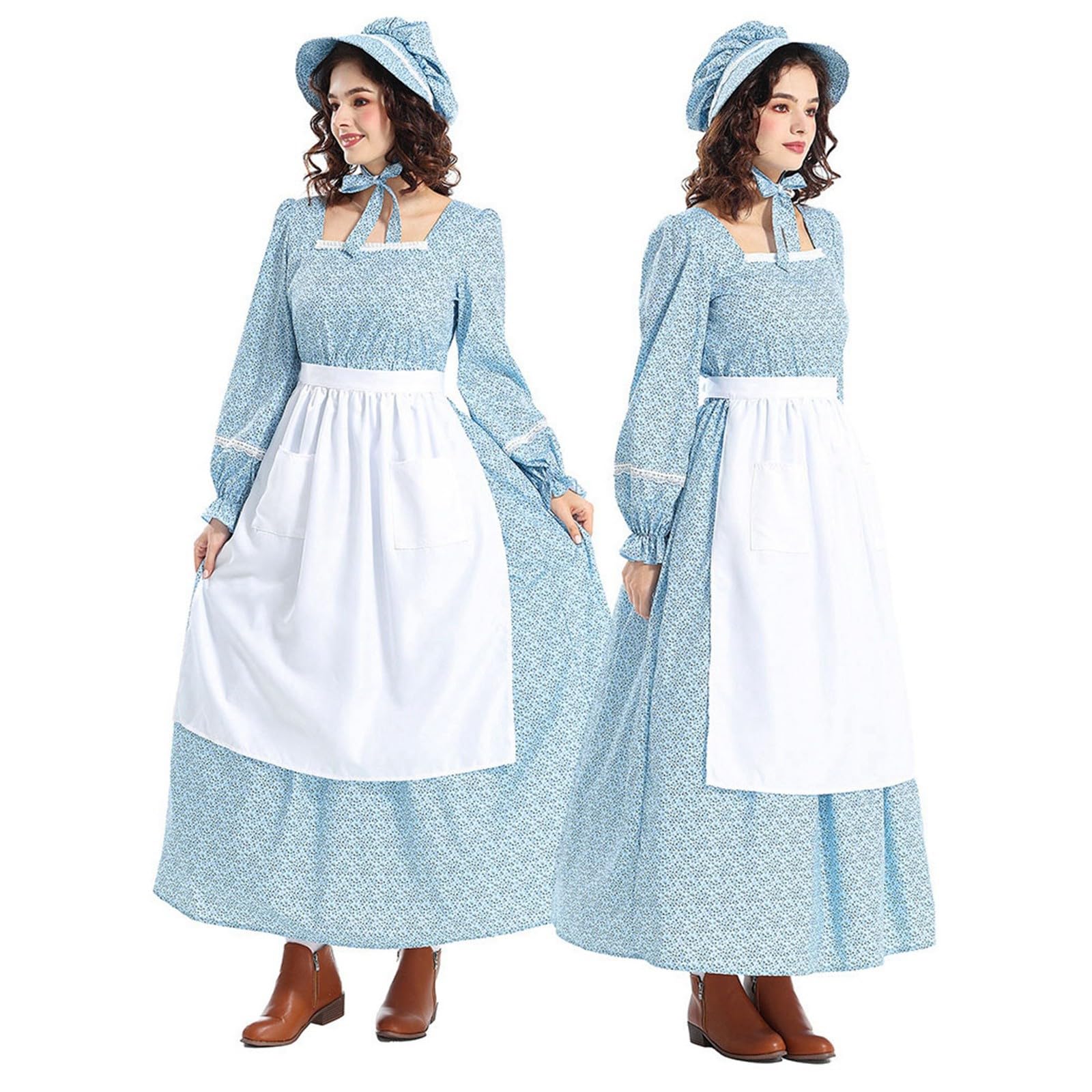 Generisch Dirndl Damen Midi Kleid Frauen Präriekleider Blumenkostüm Kriegskleid Zoro-Cosplay-Kostüm