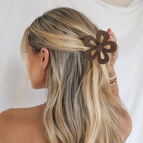 Miniatura 4 de Pinzas de garra de flores para mujeres y niñas, bonitos clips de garra medianos para cabello grueso y delgado, clips de garra grandes mate de flores