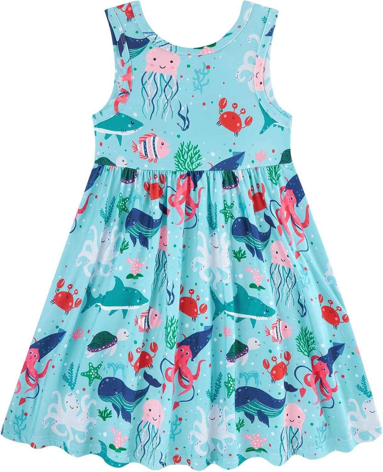 Little Girls Sleeveless Dress Cute Summer Sundress with Pocket 2-7 Years