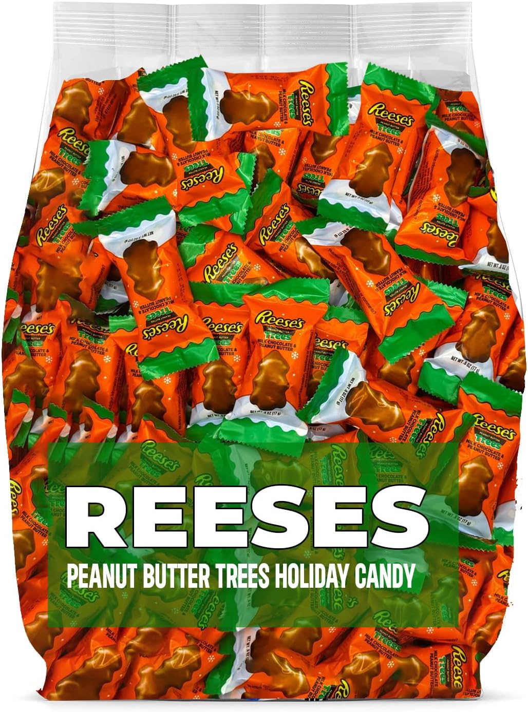 Reeses HOLIDAY Milk Chocolate Peanut Butter Trees - 4 Pound BULK PACK Fresh & Delicious Christmas Tree Candy for Holiday Candy!