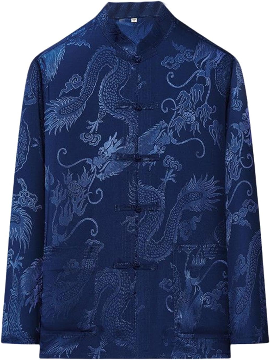 Men's Chinese Style Long Sleeve Ice Silk Shirt Mandarin Collar Tang Suit Spring Summer