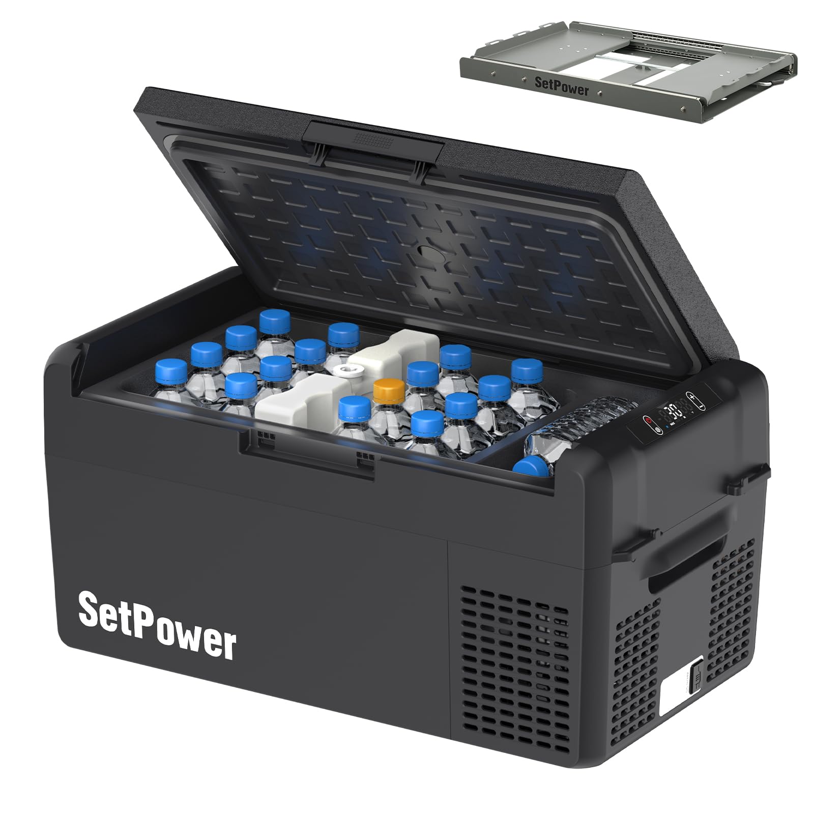 Setpower 12V Refrigerator Portable Car Refrigerator With Slide 21 Quart Car Fridge Electric Coolers for vehicles ac/dc for Car, Truck, RV, SUV, Camping, and Travel