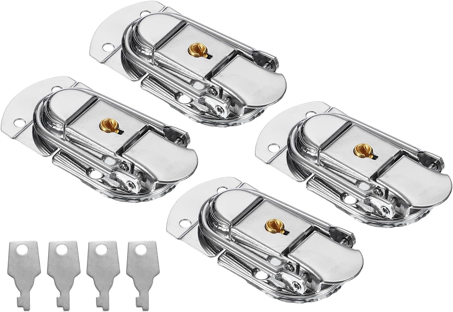 PATIKIL Suitcase Lock Hasp 2.64" x 1.34", 4Pcs Metal Iron Toggle Catch Latch with Key for Jewelry Box Wooden Case Toolbox Briefcases Luggage, Silver