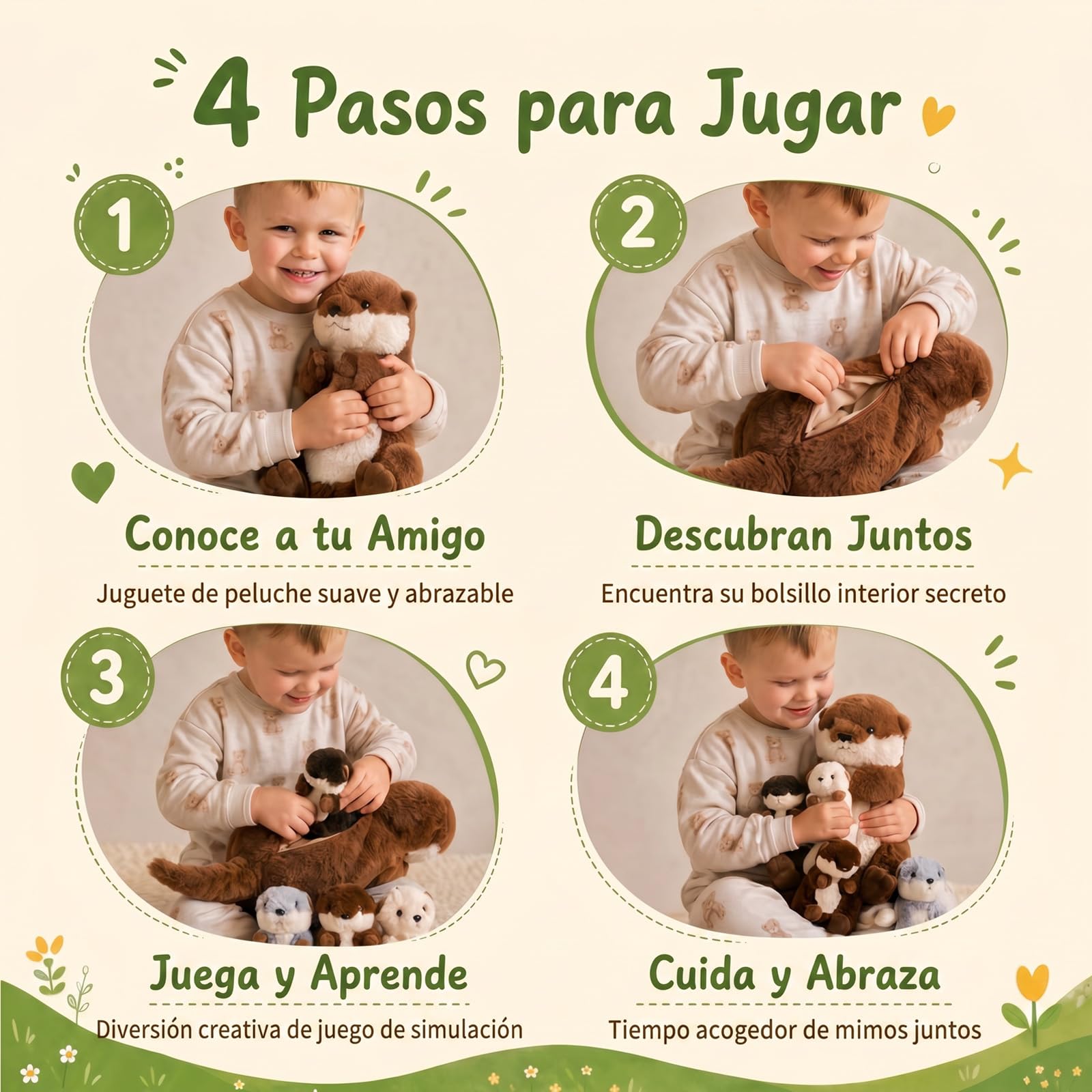 OUOZZZ Nutria de felpa y nutria de peluche madre y bebé - Peluche de animal marino realista de 38 cm, criatura marina ultra suave y adorable, regalo perfecto de cumpleaños o bebé nuevo para niños