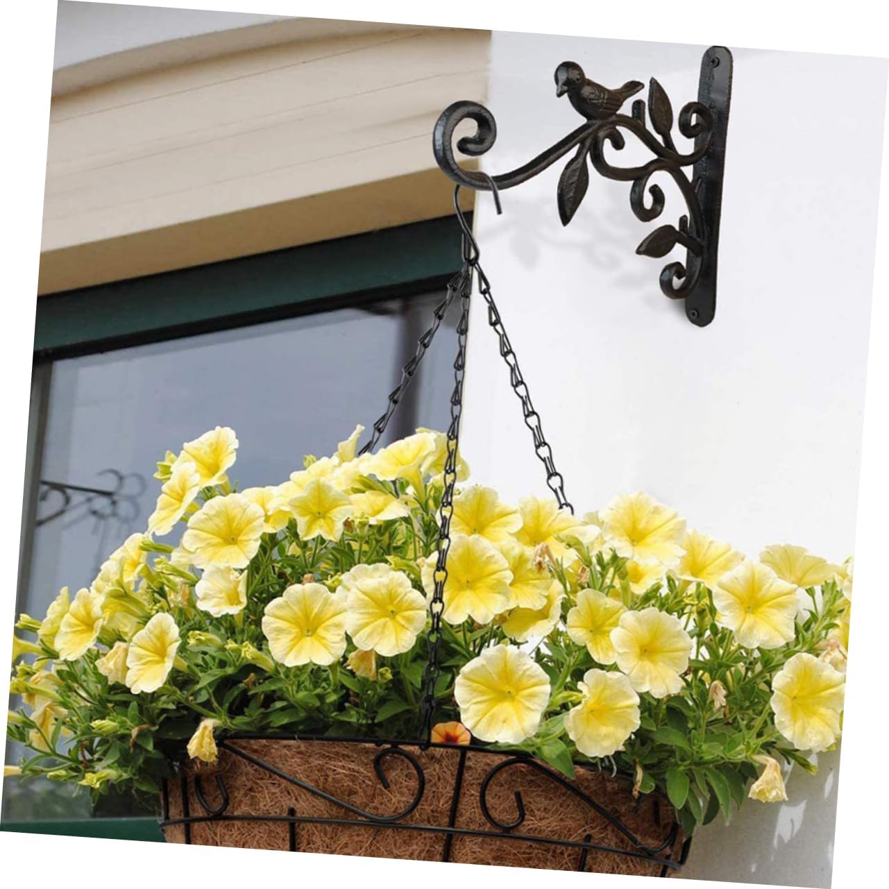 VICASKY 2pcs Hanging Wall Planter Bracket Decorative Iron Plant Hanger Bird Feeder Stand for Outdoor Garden Supply Black