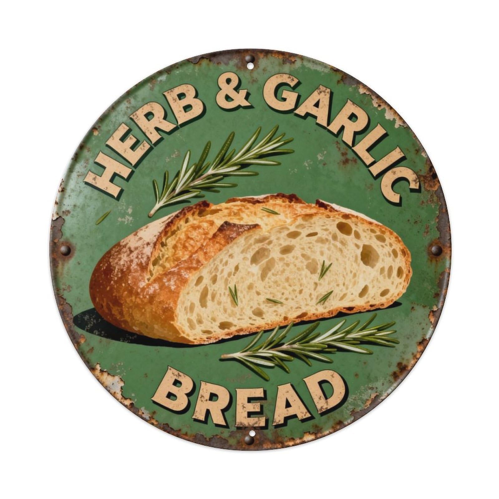 Herb Garlic Bread Metal Tin Sign Plaque