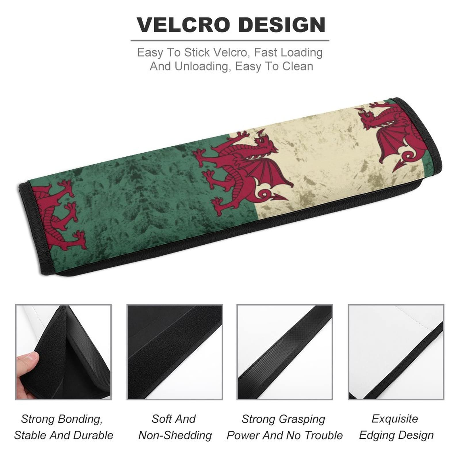 Funda Para Cinturón De Seguridad Con Bandera De Gales - Almohadilla Cómoda Y Divertida, Accesorio Coche