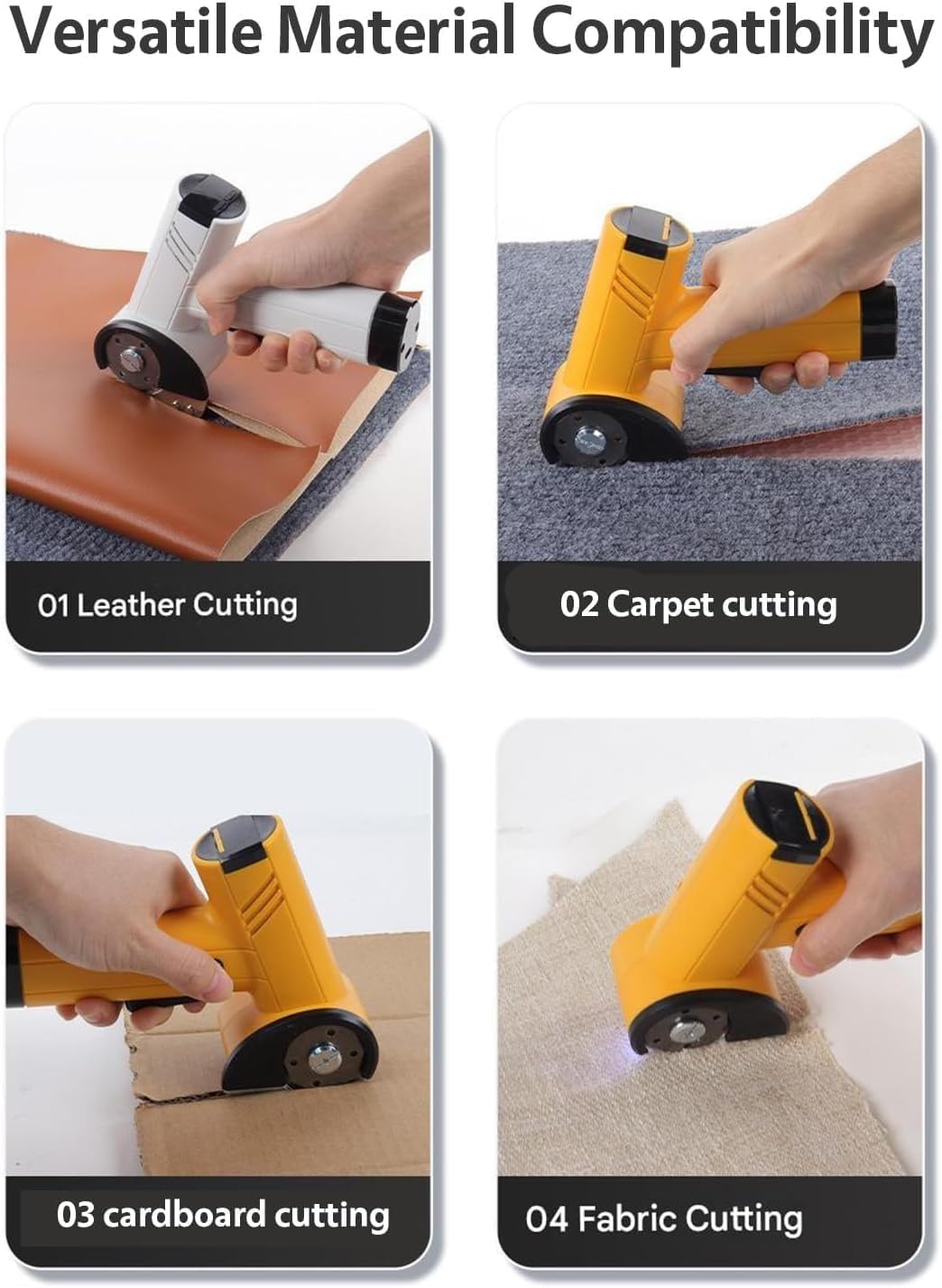 Rechargeable High-Speed Cardboard Cutter, Cordless Electric Scissors, with LED Light and Two Blades, Wireless Powerful Cutting Mini Electric Cutter for Packaging, Crafts, DIY (Yellow)