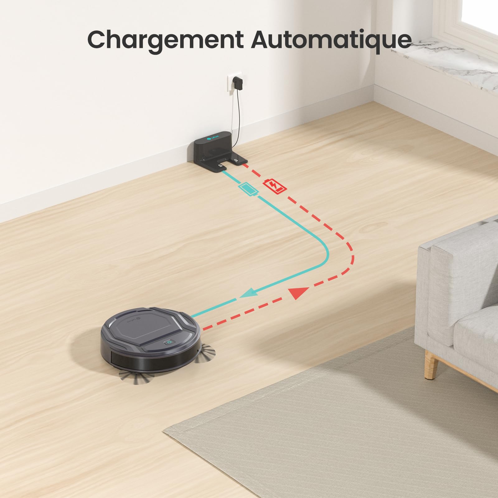 Lefant Robot Aspirateur M210P, 2200Pa d’Aspiration, Mince Silencieux, 6 Modes de Nettoyage, Auto-Charge, WiFi Bluetooth Alexa App, 120min d’Autonomie, Idéal Poils d’Animaux Sols Durs Tapis