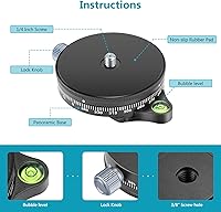 Vista 3 de Neewer Base de panorámica panorámica para cámara con placa de estilo, cabeza de trípode de bola panorámica de aleación de aluminio de 3/8 pulgadas