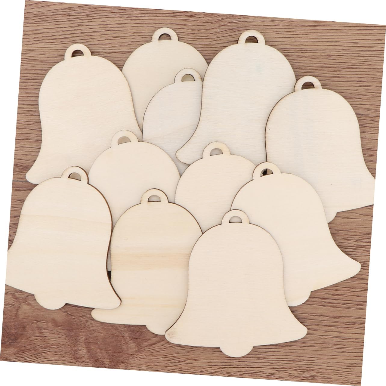 10pcs Christmas Wooden Bell Pendant Decorative Felt Christmas Ornaments Bulk Present